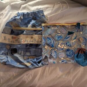 💙 Beach Bags Clear Beach Shell Print Swimsuit Carrier Wet Pouch Zip